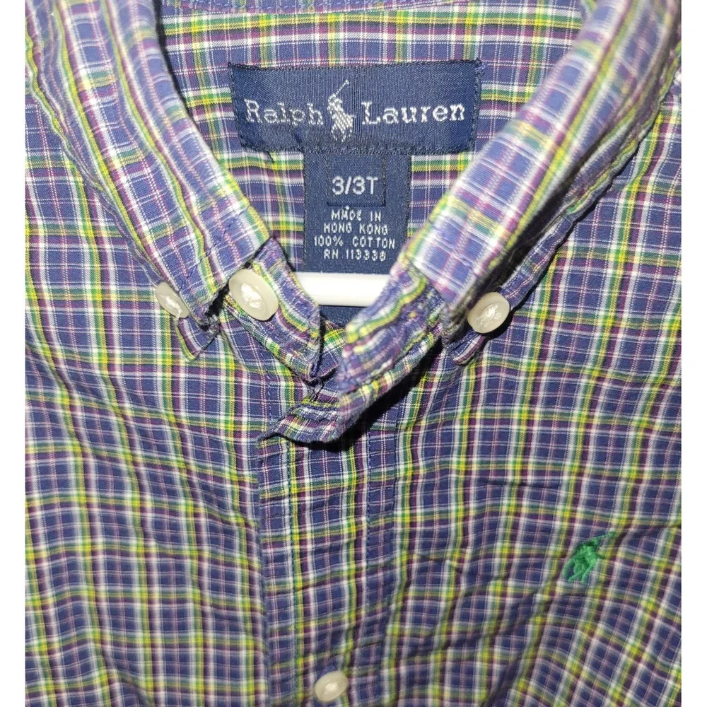 Ralph Lauren Plaid‎ Button Down Shirt Long Sleeve Casual Kid Size 3/3T